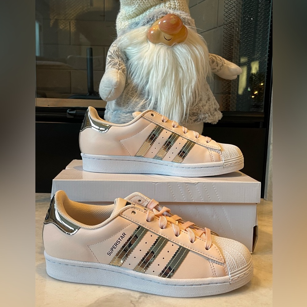 Women Adidas  Superstar W Pink Tint Metallic Silver White FW5014